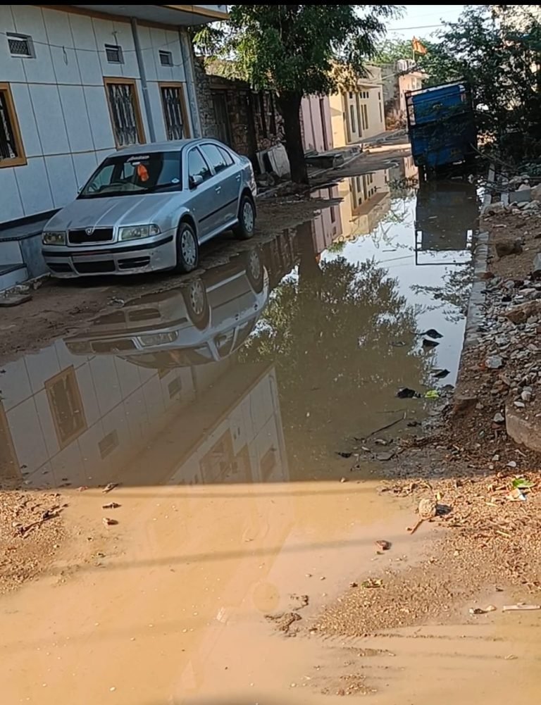 देवली कला की जवाडिया कॉलोनी के रास्ते की खस्ता हालत, थोड़ी सी बारिश में आमजन परेशान