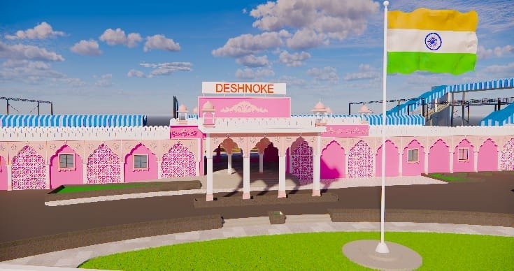 देशनोक रेलवे स्टेशन का तीव्र गति से चल रहा पुनर्विकास का कार्य