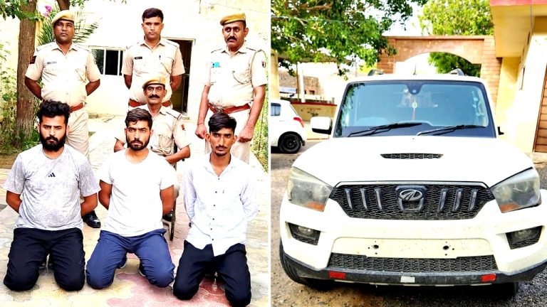 बाड़मेर डीएसटी टीम द्वारा दो दिन पूर्व स्कॉर्पियों चोरी प्रकरण का किया खुलासा, स्कॉर्पियो बरामद, 3 मुजरिम गिरफ्तार